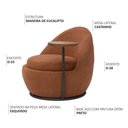Ver imagem 3 de Poltrona Orgânica Kaira com Mesa Lateral Esquerda Base Fixa Preto Bouclé Terracota - Nexta Casa