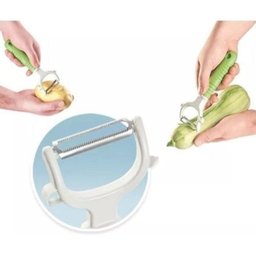 Descascador Legumes Lâmina Afiada Aço Inox Corte Preciso Ralador Fatiador Frutas Batata Multiuso - 3