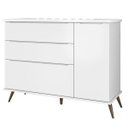 Ver imagem 1 de Cômoda Infantil 1 Porta 3 Gavetas 100% MDF Pés Retrô Mel P04 Branco - Mpozenato