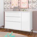 Ver imagem 2 de Cômoda Infantil 1 Porta 3 Gavetas 100% MDF Pés Retrô Mel P04 Branco - Mpozenato