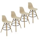 Ver imagem 1 de Kit 4 Banquetas Charles Eames Eiffel Wood Design Base Fixa Madeira - Bege