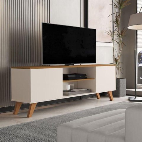 Rack Bancada Helena 2 Portas 136cm MDP Off White Sal Movelaria
