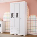 Ver imagem 1 de Guarda-roupa Infantil 92cm com Vidro 3 Portas e 2 Gavetas Doçura Multimóveis Mp4492 Branco