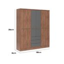 Ver imagem 3 de Guarda Roupa Casal 6 Portas e 3 Gavetas Troy 1151 Freijo C/ Cinza Titanio - Carraro