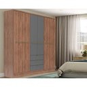 Ver imagem 1 de Guarda Roupa Casal 6 Portas e 3 Gavetas Troy 1151 Freijo C/ Cinza Titanio - Carraro