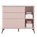 Ver imagem 3 de Cômoda Infantil 1 Porta 3 Gavetas 100% MDF Pés Retrô Mel P04 Rosê - Mpozenato