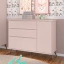 Ver imagem 2 de Cômoda Infantil 1 Porta 3 Gavetas 100% MDF Pés Retrô Mel P04 Rosê - Mpozenato