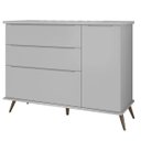 Ver imagem 1 de Cômoda Infantil 1 Porta 3 Gavetas 100% MDF Pés Retrô Mel P04 Cinza - Mpozenato