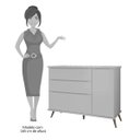 Ver imagem 5 de Cômoda Infantil 1 Porta 3 Gavetas 100% MDF Pés Retrô Mel P04 Cinza - Mpozenato
