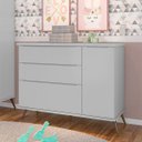 Ver imagem 2 de Cômoda Infantil 1 Porta 3 Gavetas 100% MDF Pés Retrô Mel P04 Cinza - Mpozenato