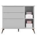 Ver imagem 3 de Cômoda Infantil 1 Porta 3 Gavetas 100% MDF Pés Retrô Mel P04 Cinza - Mpozenato
