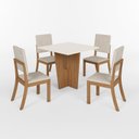 Ver imagem 2 de Conjunto Mesa Vértice 90cm sem Vidro 04 Cadeiras Milla Bege/Nature/Off White