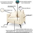 Ver mais imagens de Poltrona Sala de Estar Liv 1 Lugar Pes Aço Linho Perola Ezz Perola