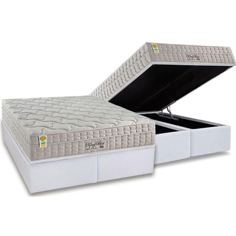Conjunto Box Baú King: Colchão Espuma Anjos Molas Ensacadas Masterpocket King Best New + Base Crc