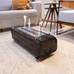 Lareira Ecológica no Dormente com Rodinhas e Queimador em Inox - 70 x 22 cm - Quilotoa com Vidros - 3