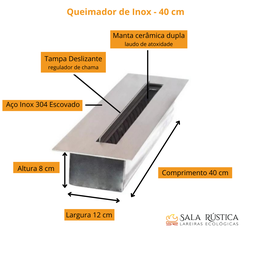 Lareira Ecológica no Dormente com Rodinhas e Queimador em Inox - 70 x 22 cm - Quilotoa com Vidros - 11