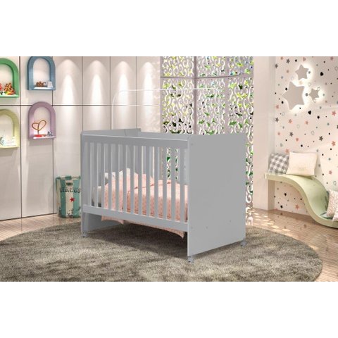 Berço Cat Padrão Americano com Rodinhas e 3 Regulágens de Altura Aprovado Pelo Inmetro Cor Cinza Ja