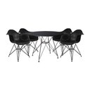 Ver imagem 1 de Mesa Sala De Jantar Redonda 90Cm Preta Com 4 Poltronas Pretas Ferro Preto Cor: Preto