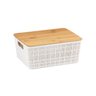 Caixa Organizadora com Tampa de Bambu - 4l - Branco - Oikos - 1