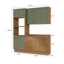 Ver imagem 3 de Cozinha Compacta 3 Peças com Torre Quente e Balcão com Tampo 230 x 190cm Vibra Canela/Verde Pistache