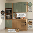 Ver imagem 5 de Cozinha Compacta 3 Peças com Torre Quente e Balcão com Tampo 230 x 190cm Vibra Canela/Verde Pistache