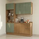 Ver imagem 6 de Cozinha Compacta 3 Peças com Torre Quente e Balcão com Tampo 230 x 190cm Vibra Canela/Verde Pistache