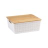 Caixa Organizadora com Tampa de Bambu - 12L - Branco - Oikos - 1