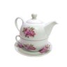 Bule E Xícara Pequeno Decorada Porcelana Flores Decoração - 5