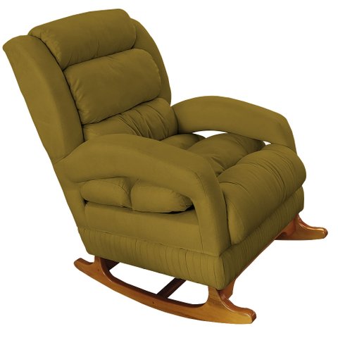 Poltrona Amamentação Liz de Balanço Suede  Mostarda - Dominic Decor