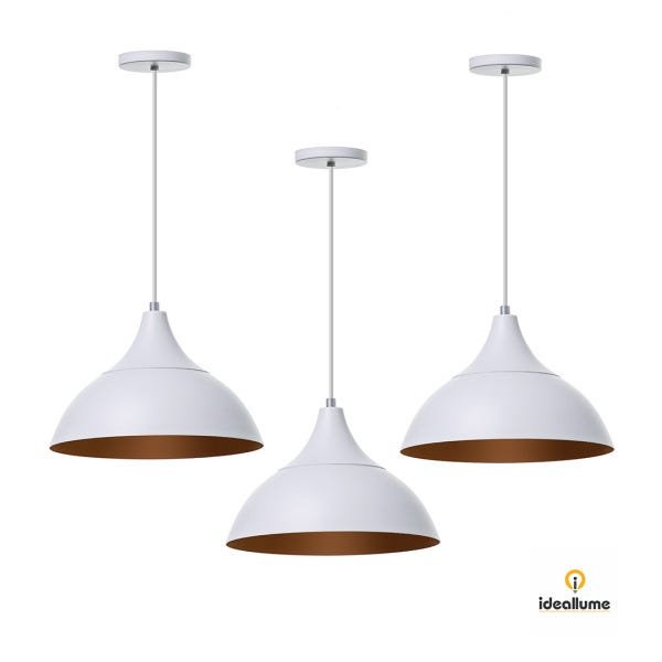 Lustre Pendente Interno Panamá:Branco com Cobre/Branco com Cobre - 3