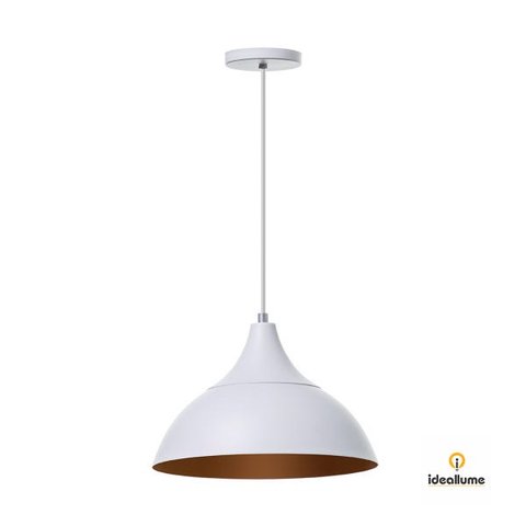 Lustre Pendente Interno Panamá:Branco com Cobre/Branco com Cobre