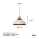 Ver imagem 2 de Lustre Pendente Interno Panamá:Branco com topo Cobre/Branco com topo Cobre