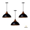 Ver imagem 3 de Lustre Pendente Interno Panamá:Preto com topo Cobre