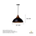 Ver imagem 2 de Lustre Pendente Interno Panamá:Preto com topo Cobre