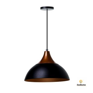 Lustre Pendente Interno Panamá:Preto com topo Cobre