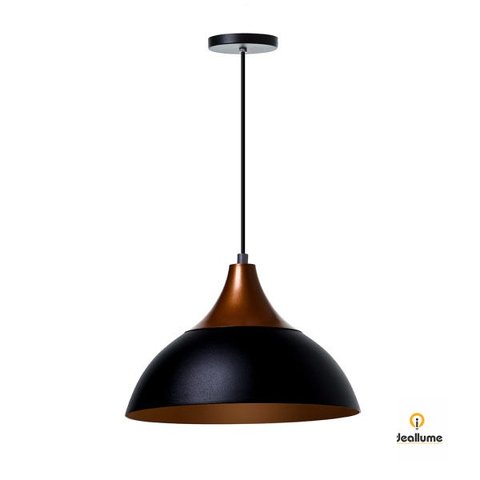 Lustre Pendente Interno Panamá:Preto com topo Cobre
