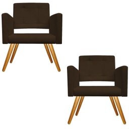 Kit 2 Poltronas Gênesis Palito Mel Suede Marrom - Doce Sonho Móveis - 1