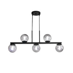 Luminária de Teto Pendente Jabuti UP Preto com Globos Fumê para 5 Lâmpadas de LED G9 - 1 Luminária de Teto Pendente Jabuti UP Preto com Globos Fumê para 5 Lâmpadas de LED G9 - 1