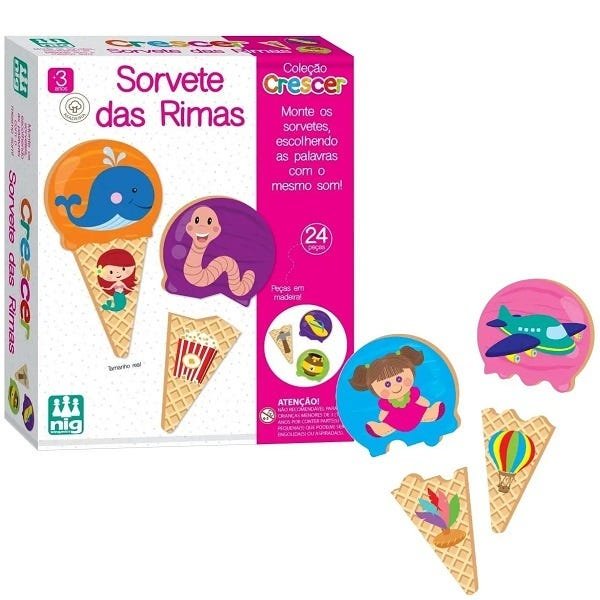 Kit Jogos Educativo Sorvete das Rimas E Forma Bichos Madeira - Nig  Brinquedos