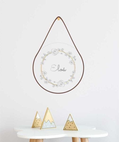 Placa de Acrílico Transparente com Nome 3D Rosas - 1