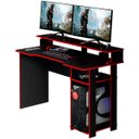 Ver imagem 3 de Mesa para Computador Gamer Espaço para 2 Monitores e Cpu Preto/Vermelho