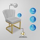 Ver imagem 6 de Kit 06 Cadeira Flor Industrial Linho - Base Ferro Dourado - Cinza
