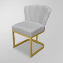 Ver imagem 2 de Kit 06 Cadeira Flor Industrial Linho - Base Ferro Dourado - Cinza