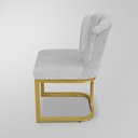 Ver imagem 4 de Kit 06 Cadeira Flor Industrial Linho - Base Ferro Dourado - Cinza