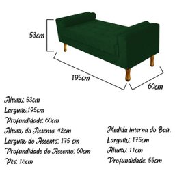 Recamier Félix King Size 195cm Suede Verde - Doce Sonho Móveis - 3