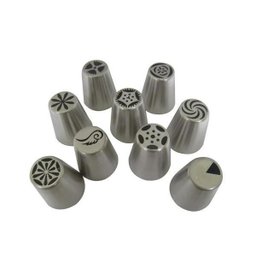 Bicos Confeitar Bolos 9 Peças Doces Cupcakes Inox - 1