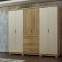 Ver imagem 1 de Guarda-Roupa Casal 100% MDF 6 Portas 4 Gavetas Dubai Ouro Nature Fendi Marrom