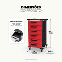 Ver imagem 2 de Carrinho Auxiliar Organizador Multiuso com 6 Gavetas, Estrutura em Aço, Tampo em Psai - Mad.U Two