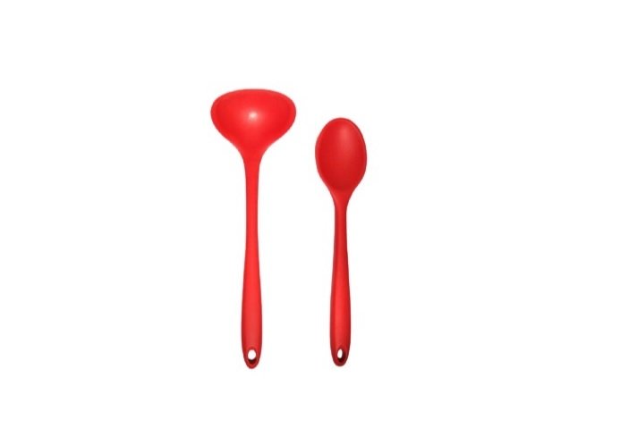 Duas Peças de Concha e Colher em Silicone Vermelho UnyHome