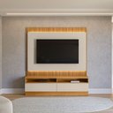 Ver imagem 1 de Painel Tv 70" Sala 180cm Denver com Rack Bancada Tauari/off White L04 - D'Rossi